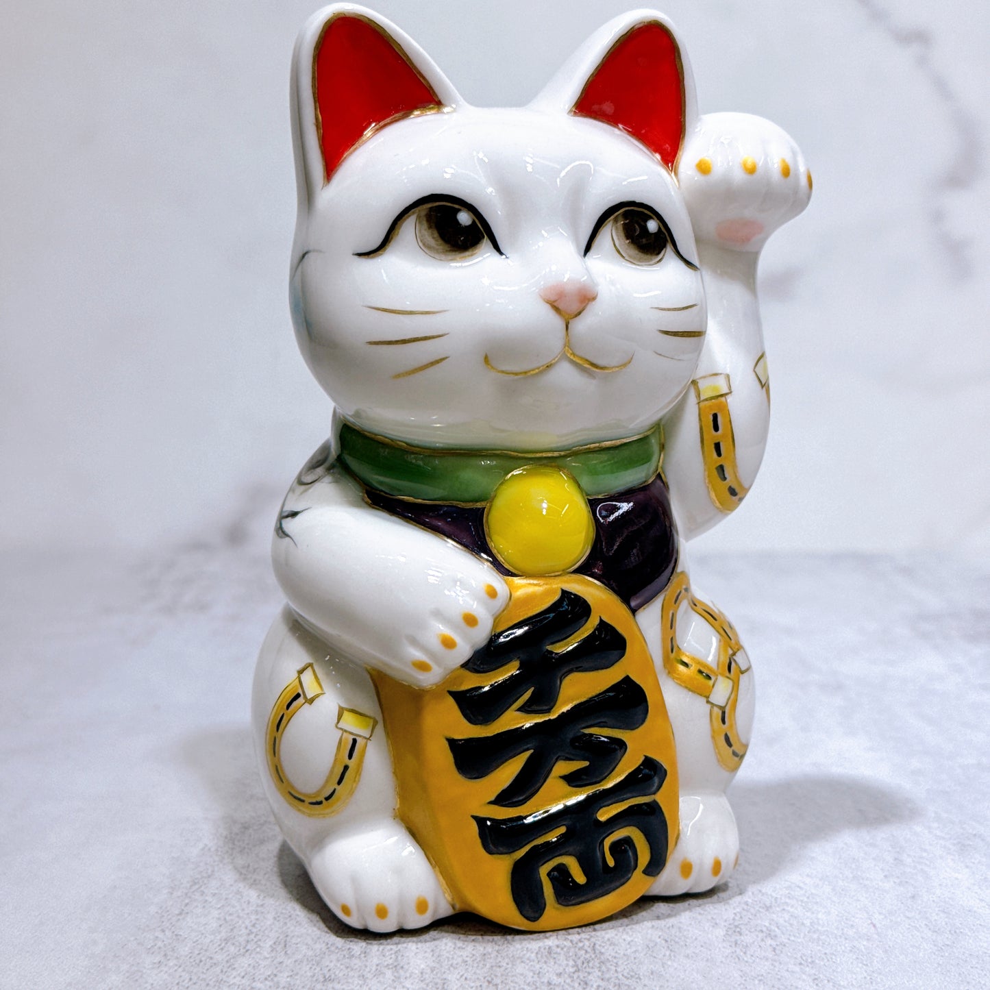 日本清水燒招財貓 色繪 奔騰