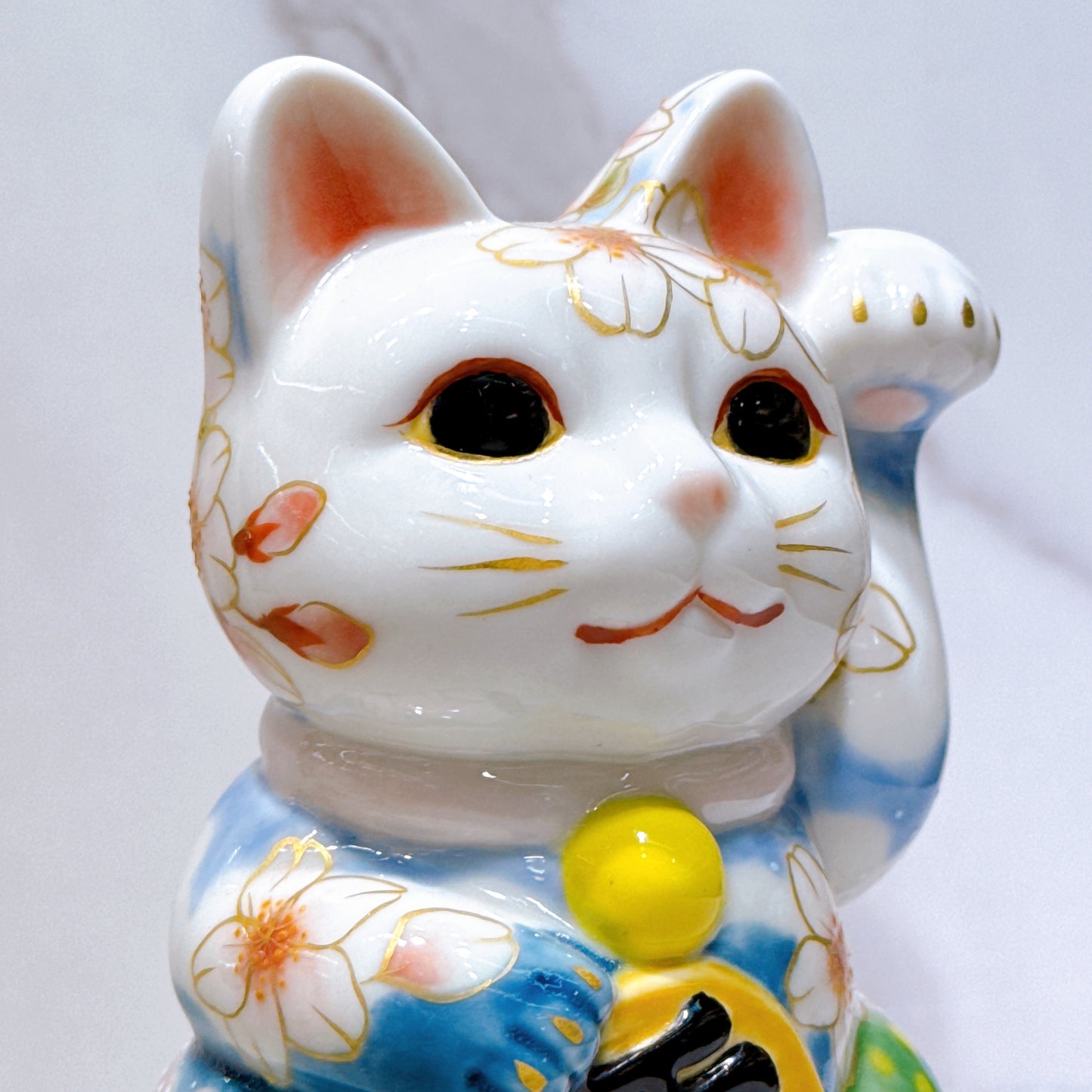 日本清水燒招財貓 色繪 左野春