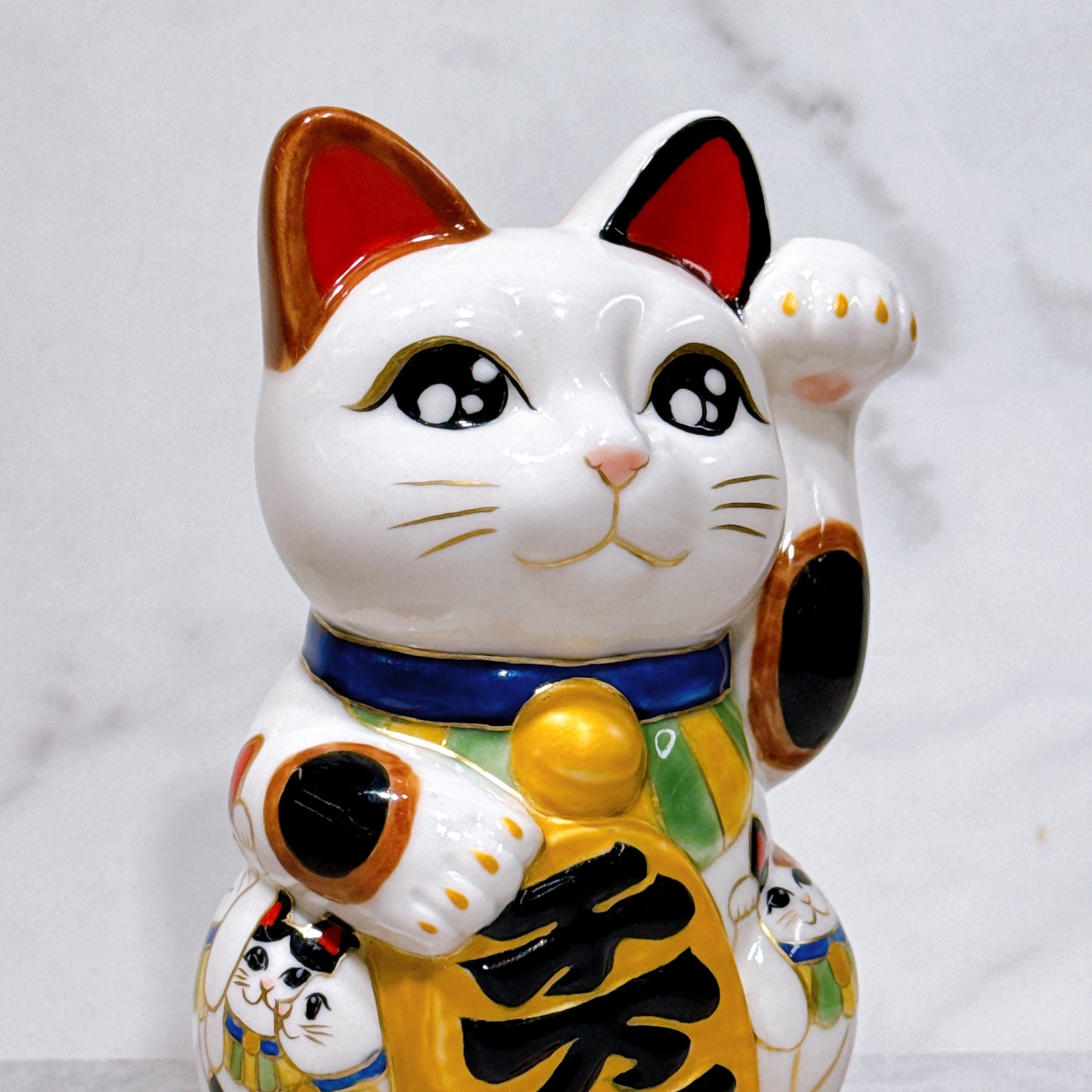 日本清水燒招財貓 色繪 描貓之樂
