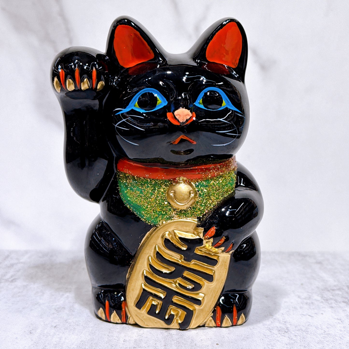 日本常滑小判招財貓 5號 黑色