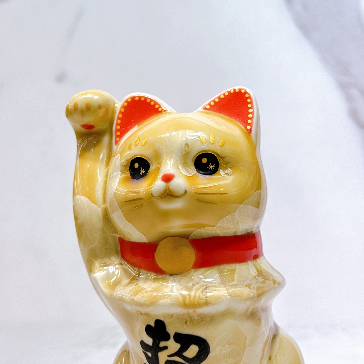 日本清水燒招財貓 花結晶 金花 招福