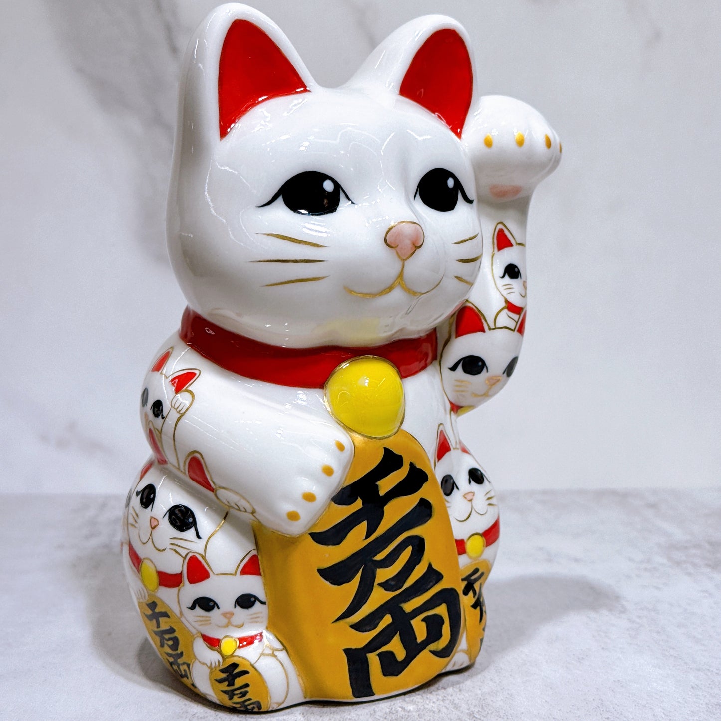 日本清水燒招財貓 色繪 貓陣 中號