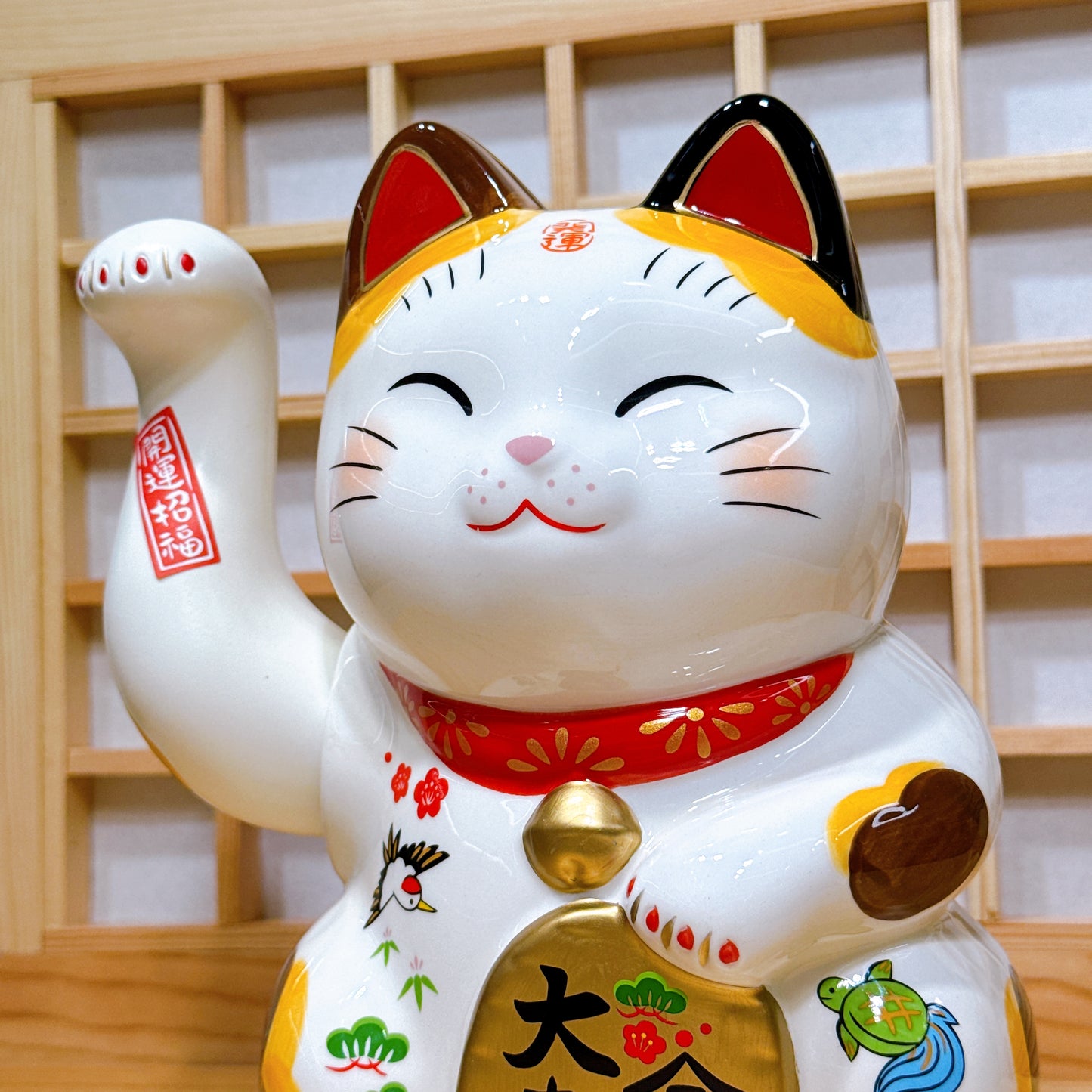 日本彩繪金運大來福招財貓｛ 電動｝
