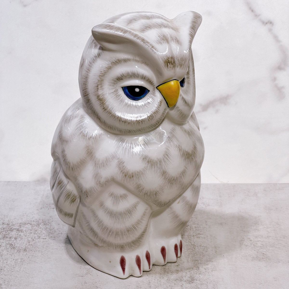 日本九谷燒貓頭鷹 白盛彩 6.5號