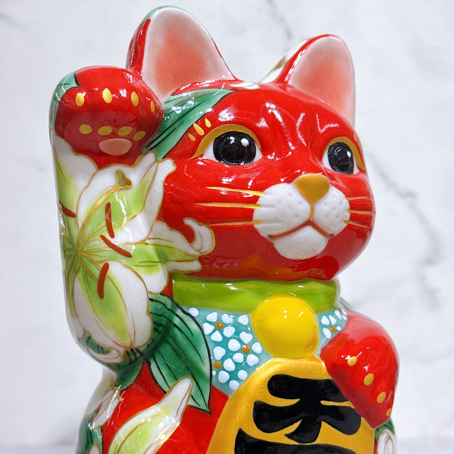 日本清水燒招財貓 赤地 卡薩布蘭 特大