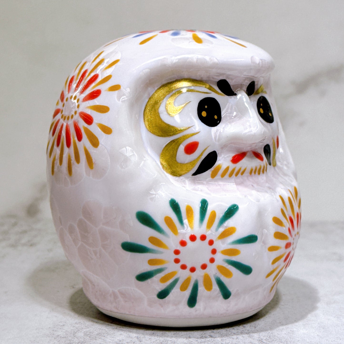 日本清水燒達摩 花結晶 桃 花火 小號