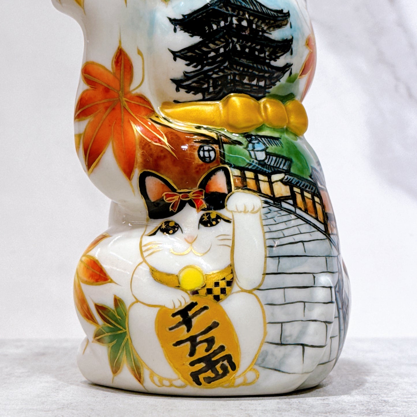 日本清水燒招財貓 色繪 京都八板之貓