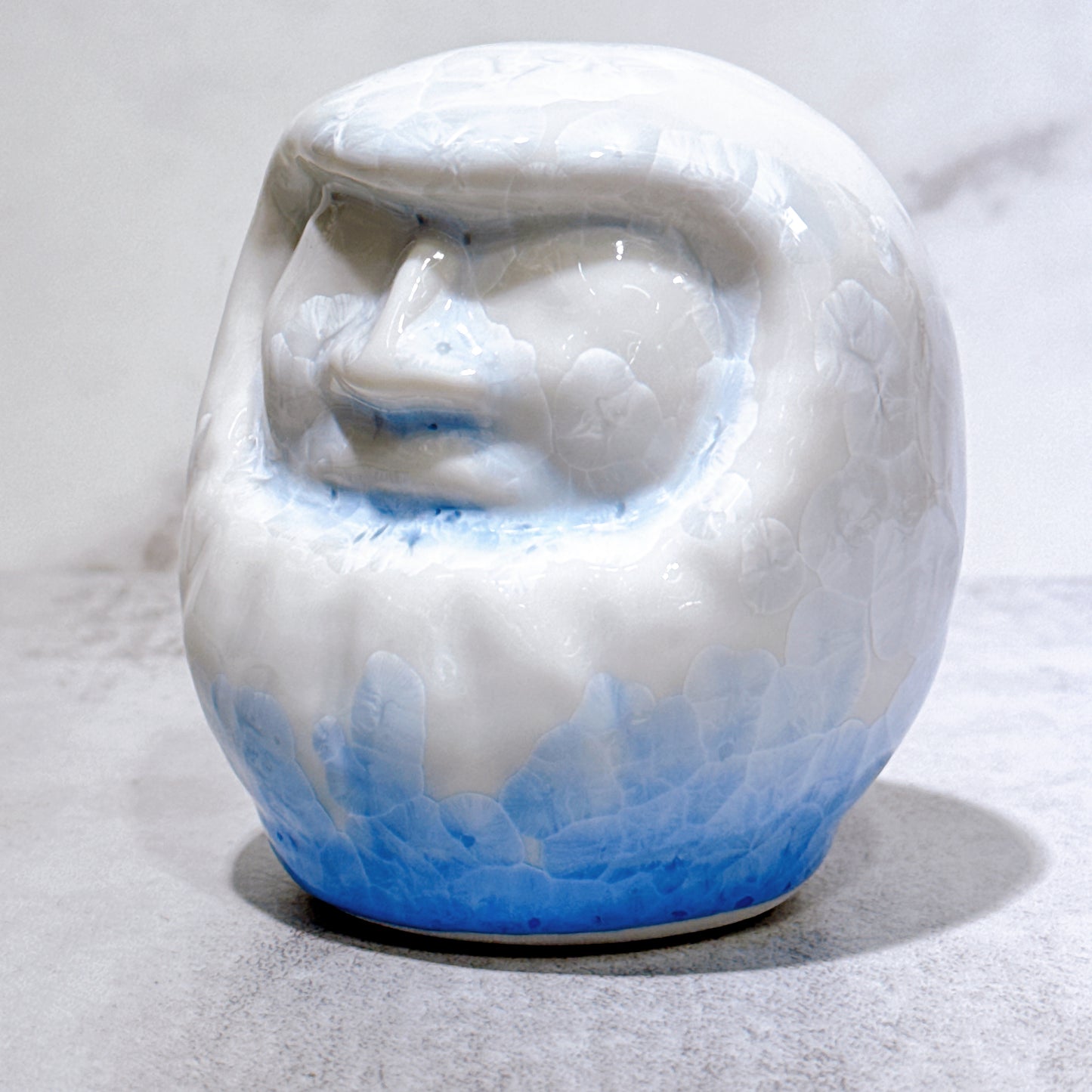 日本清水燒達摩 花結晶 青白 無地 小號