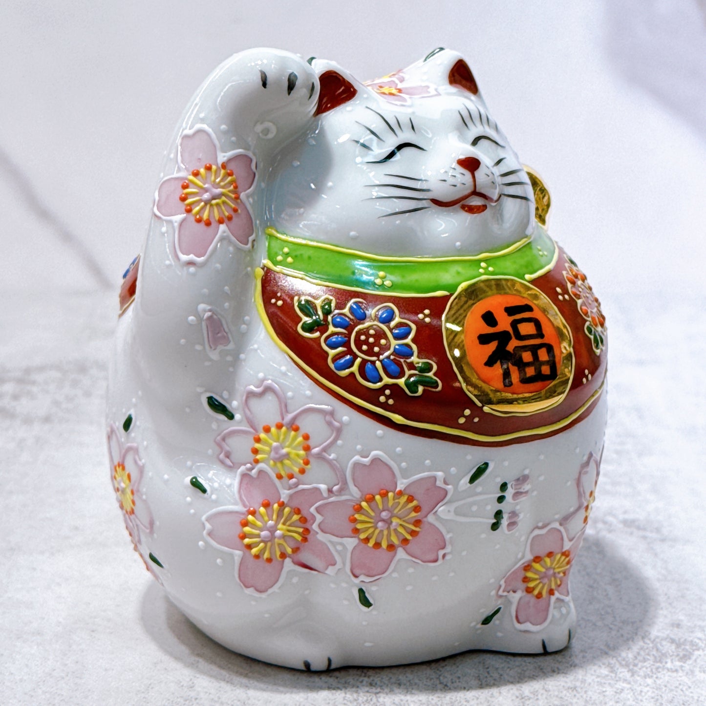 日本九谷燒招財貓 櫻盛 4號