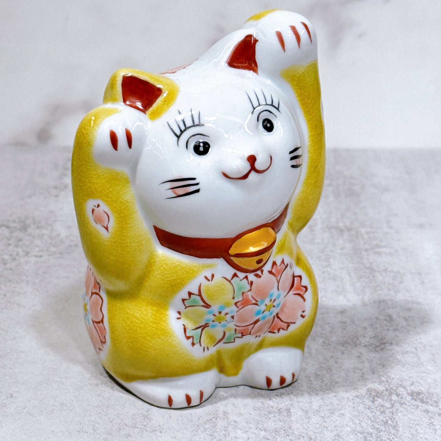 日本九谷燒招財貓 黃盛 4號