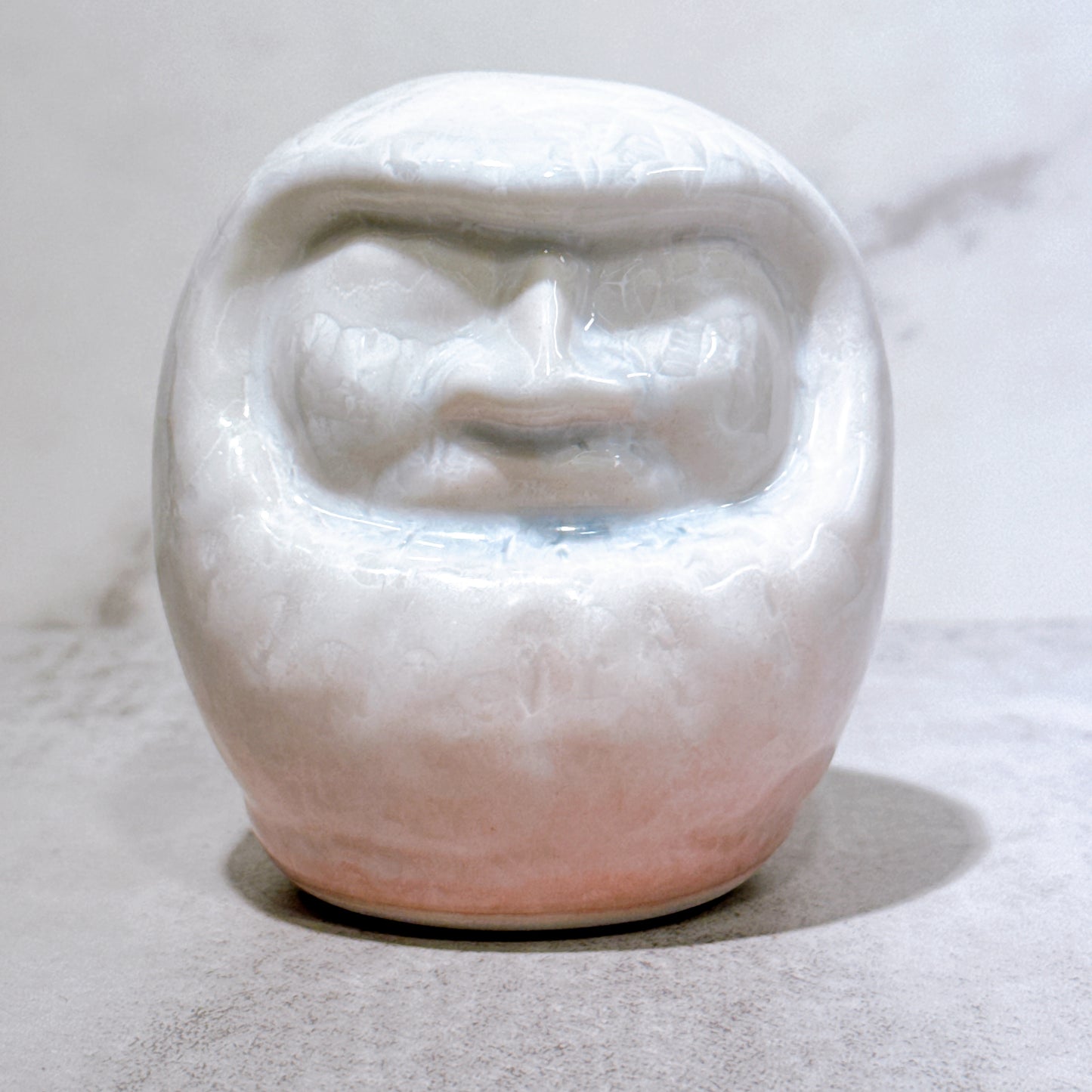 日本清水燒達摩 花結晶 桃白 無地 小號