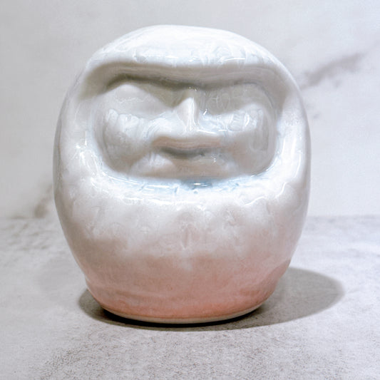 日本清水燒達摩 花結晶 桃白 無地 小號