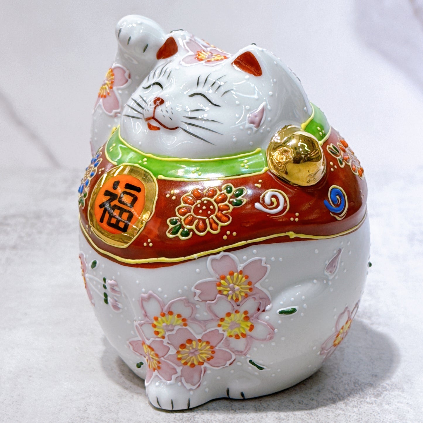 日本九谷燒招財貓 櫻盛 4號