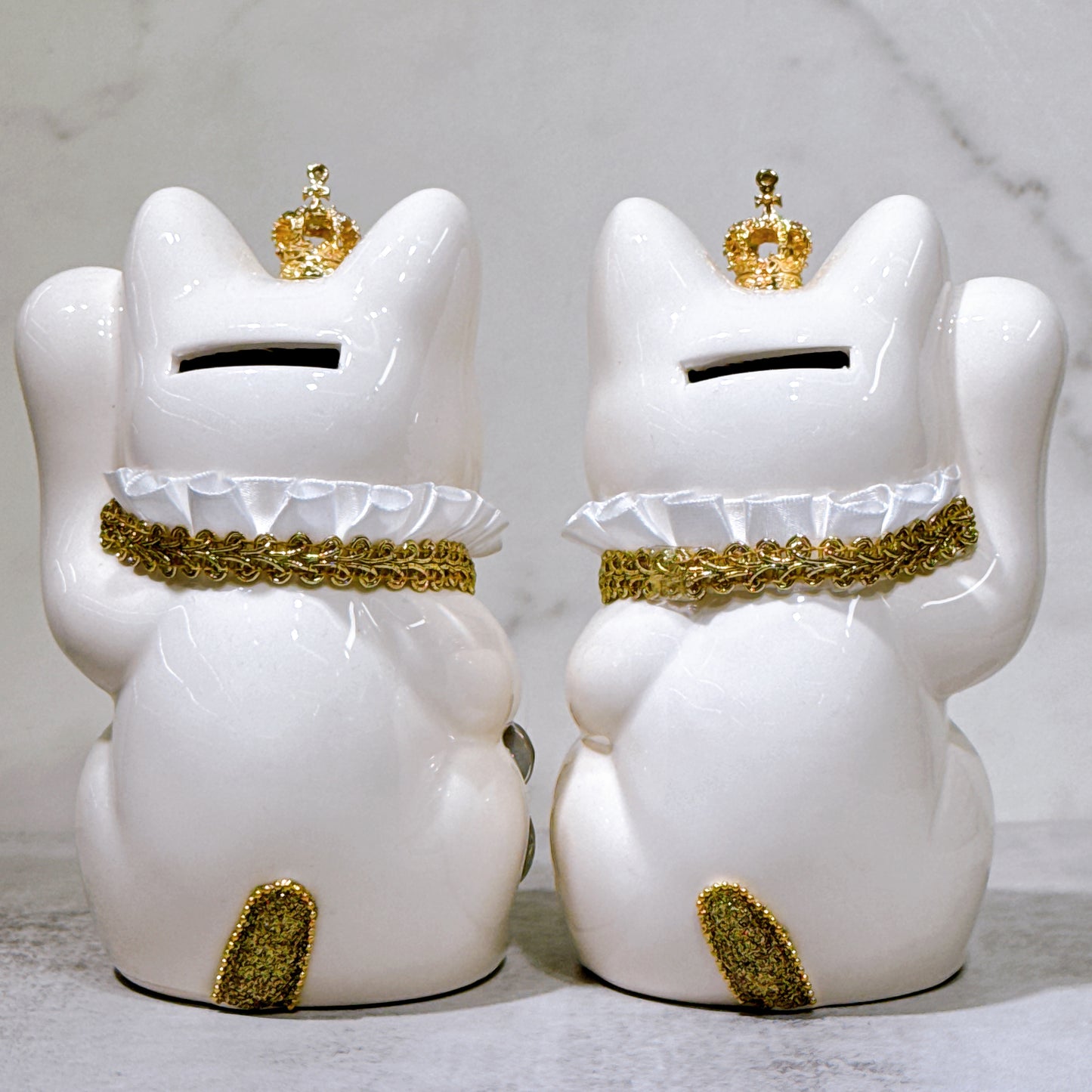 日本花見招財貓 金冠皇爵 5號 白