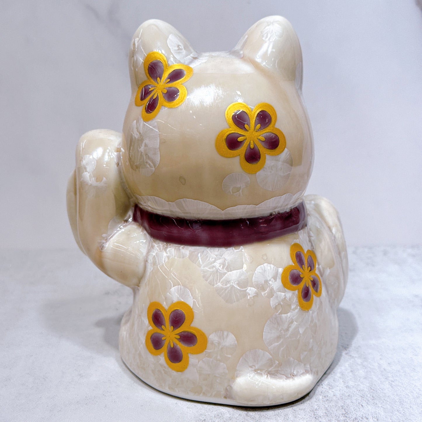 日本清水燒招財貓 達摩 花結晶 杏 招福