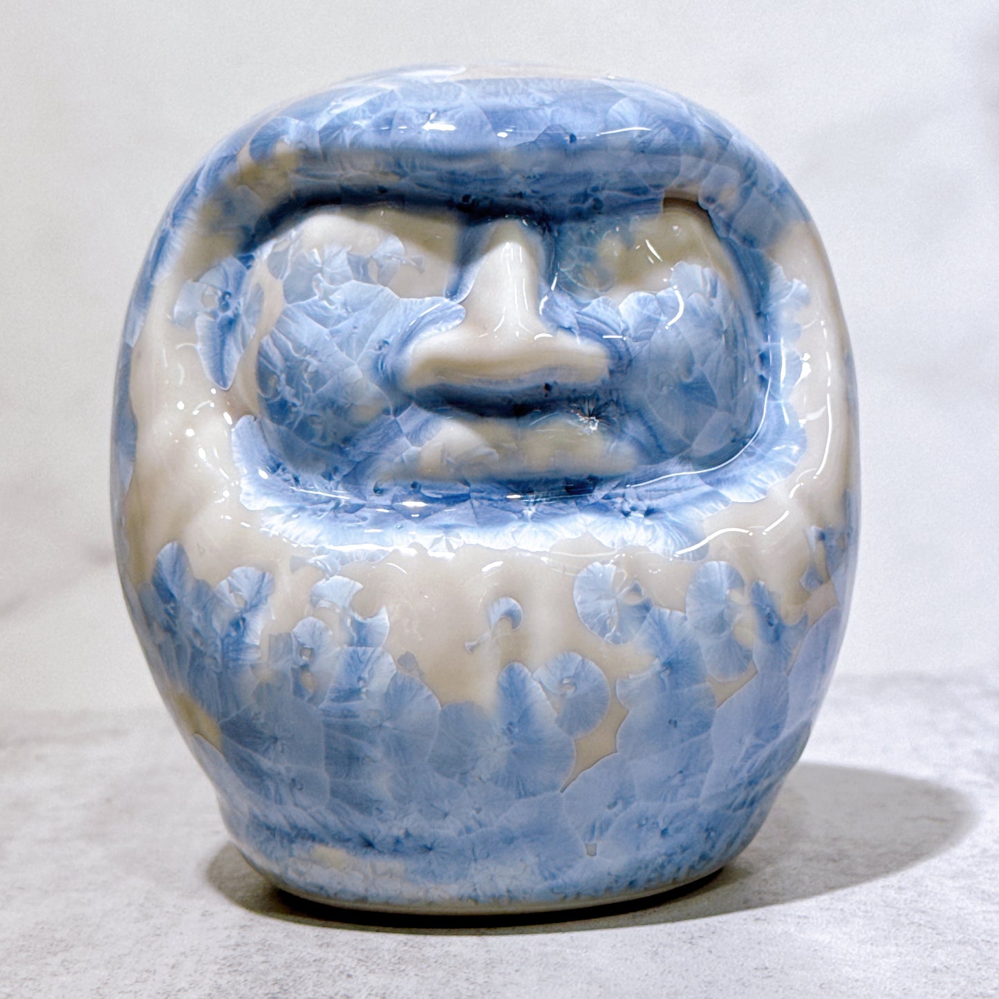 日本清水燒達摩 花結晶 銀藤 無地 小號