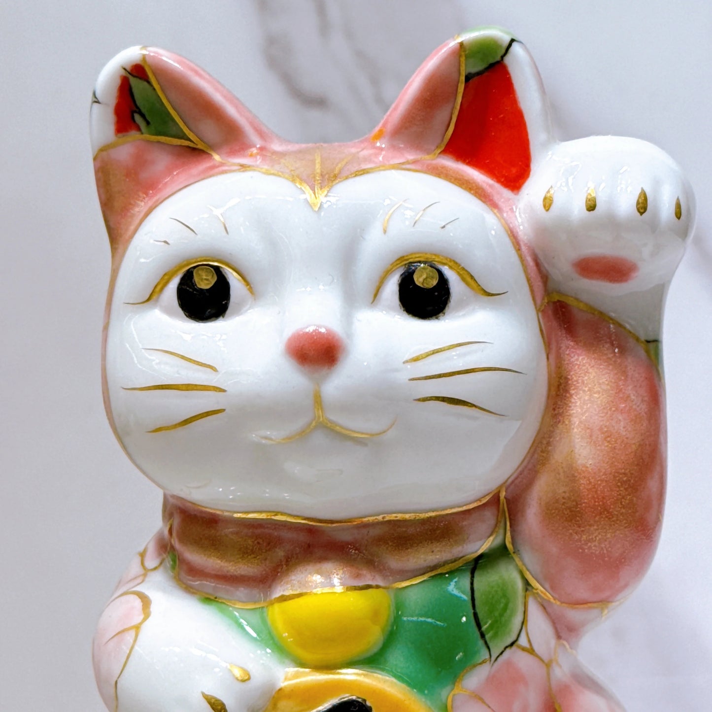日本清水烧招财猫桃涂八重樱