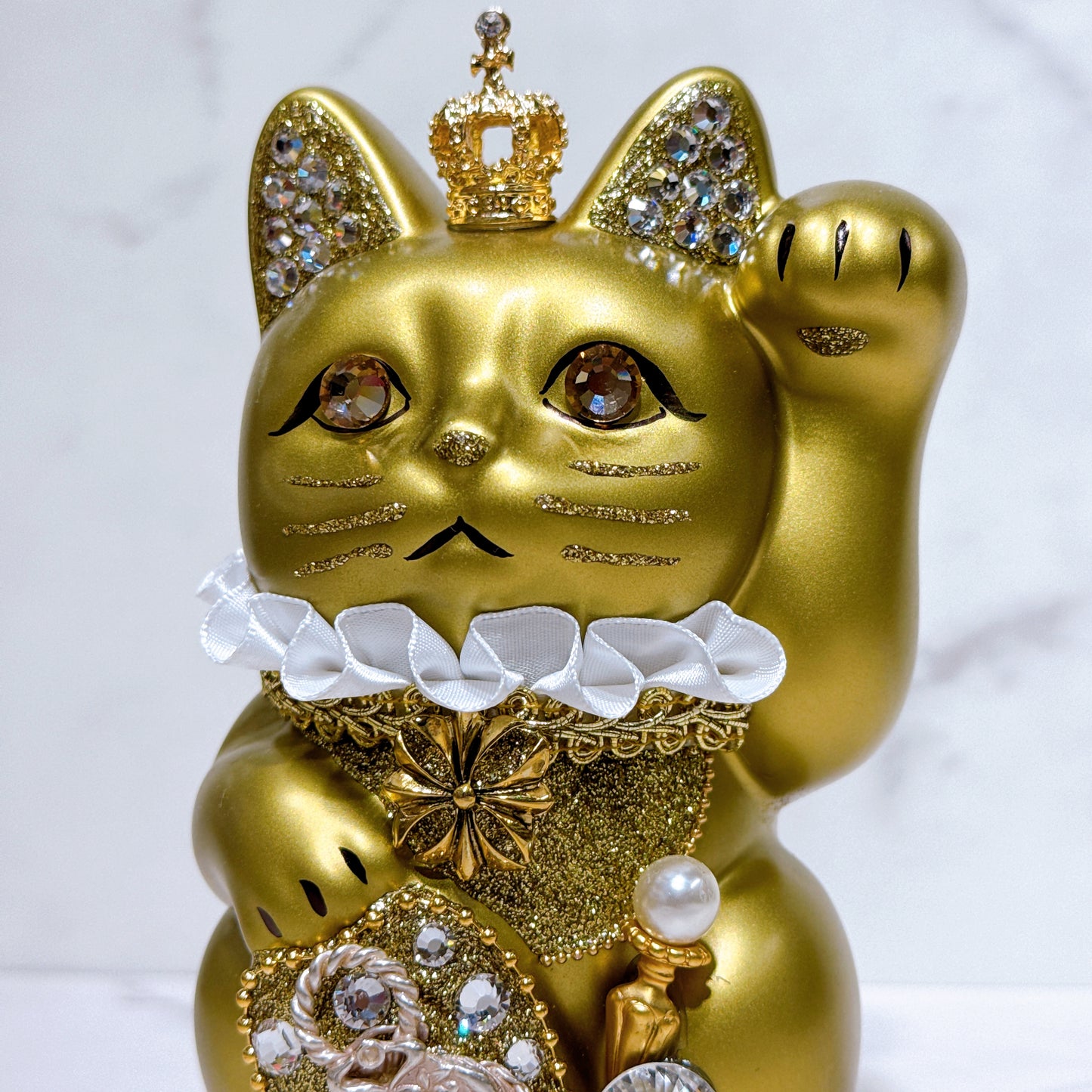 日本花見招財貓 皇冠璀璨 5號 金