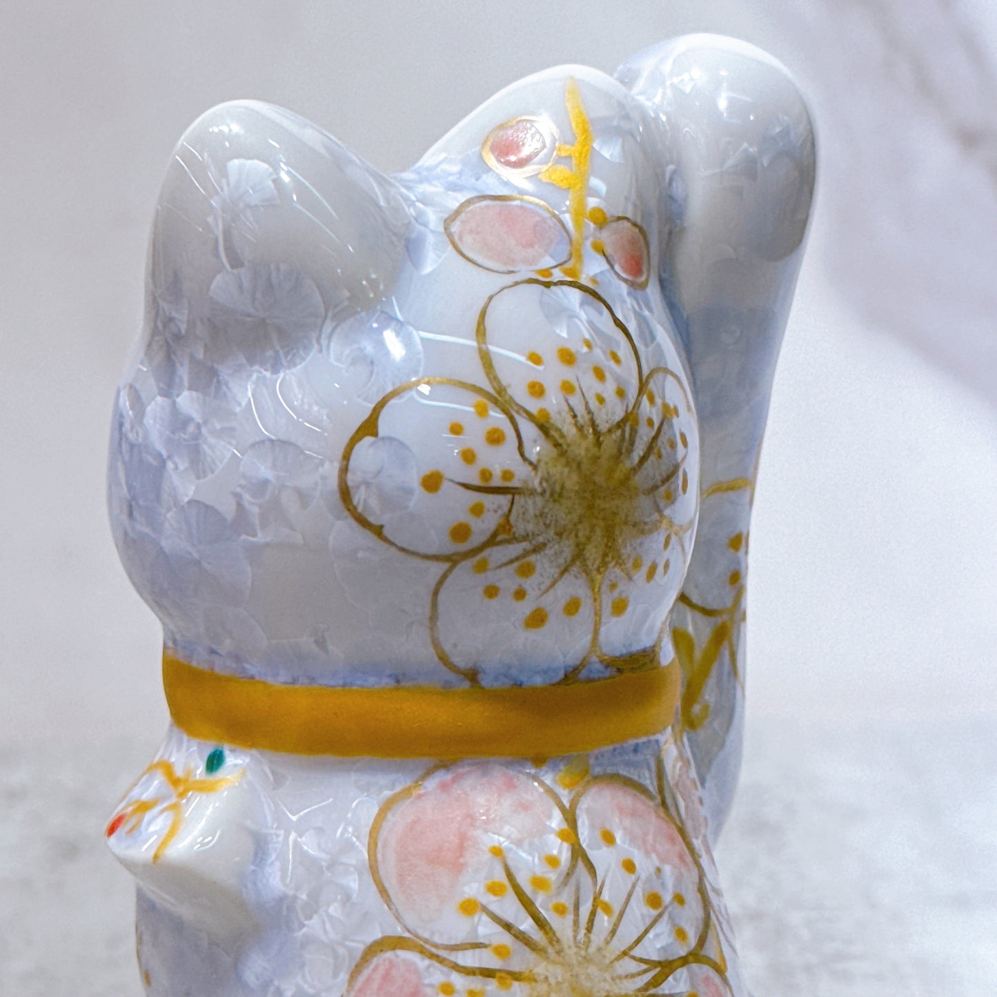 日本清水燒招財貓 花結晶 藤 体花