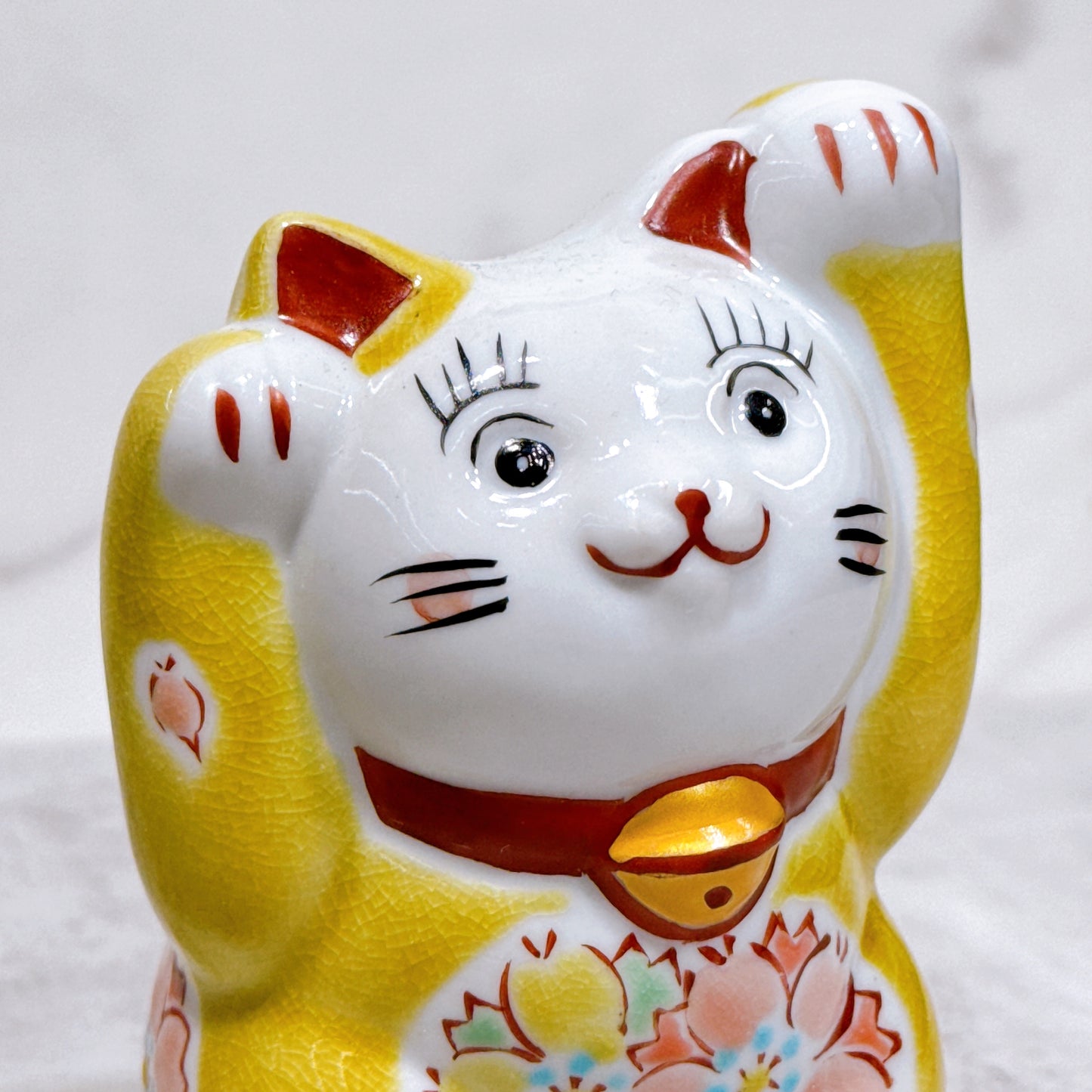 日本九谷燒招財貓 黃盛 4號