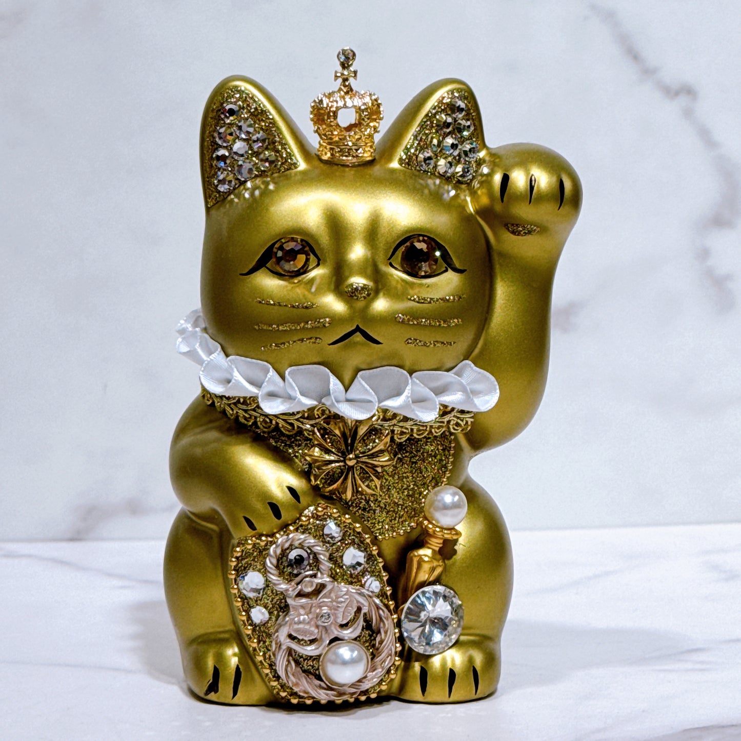 日本花見招財貓 皇冠璀璨 5號 金