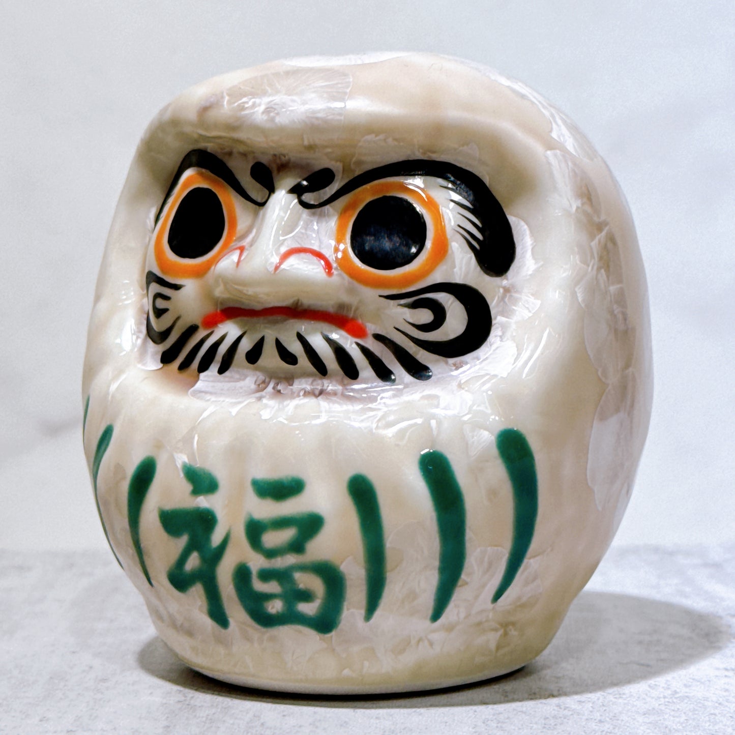 日本清水燒達摩 花結晶 杏 樣 小號