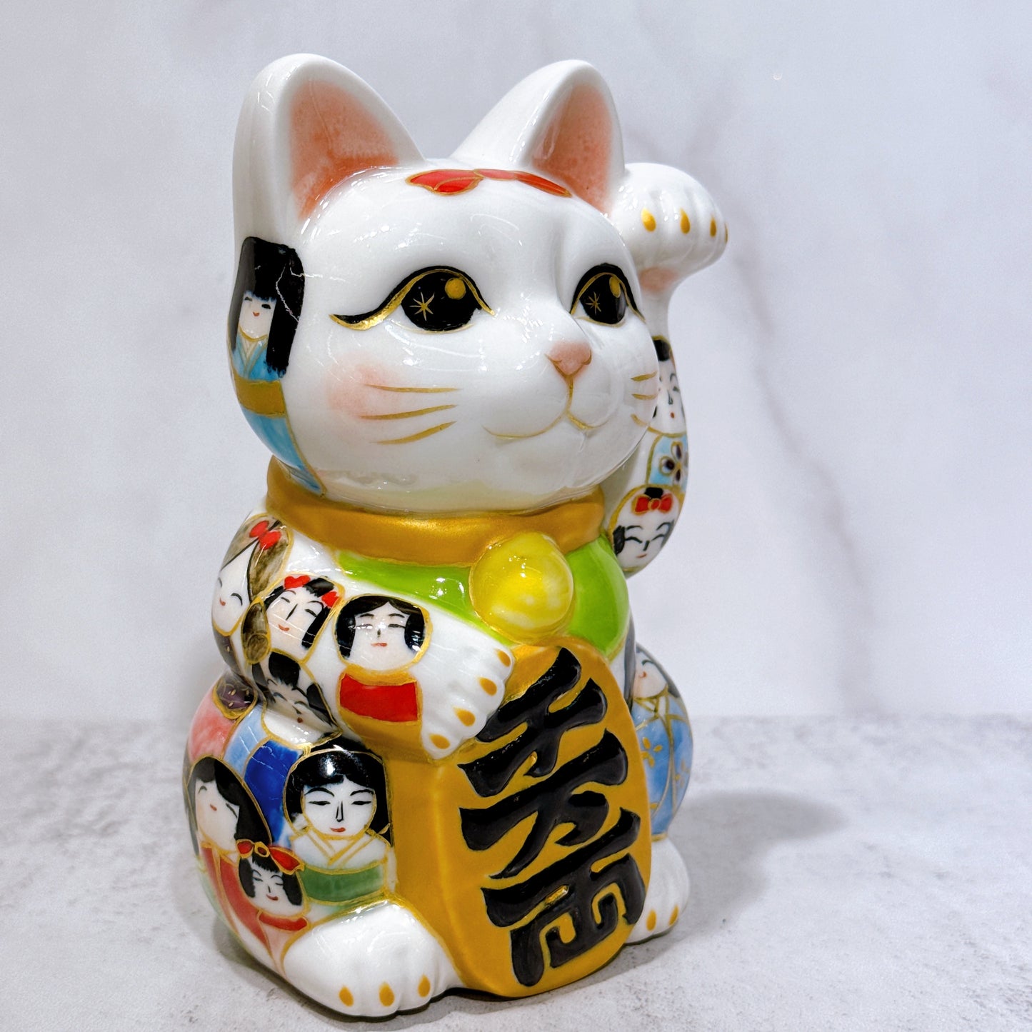 日本清水燒招財貓 仫繪 描日本娃娃