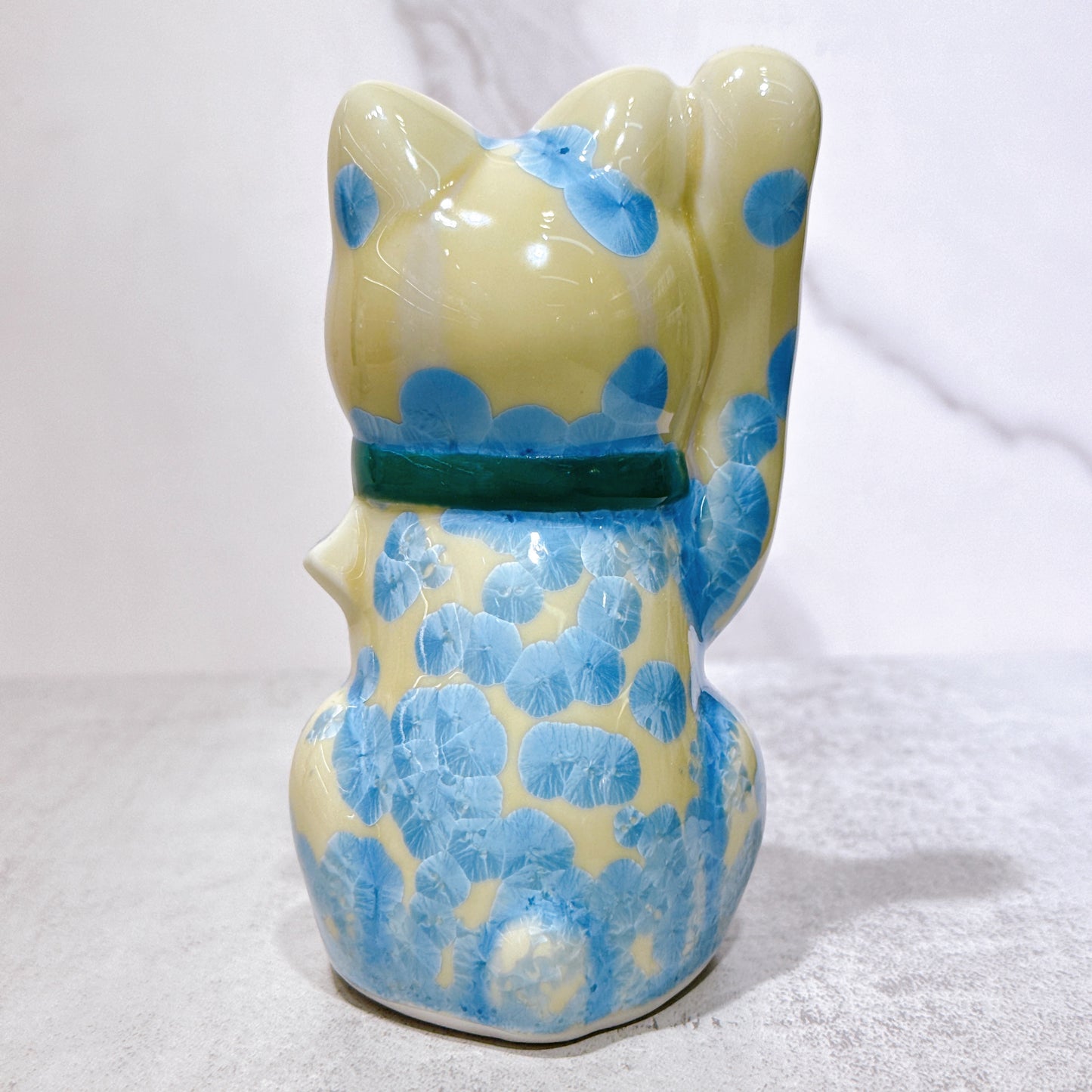 日本清水燒招財貓 花結晶 縹