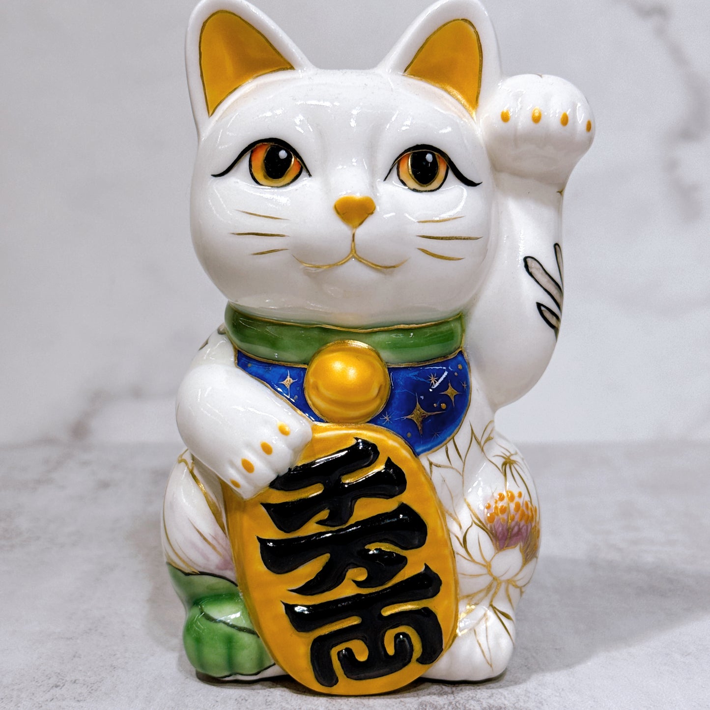 日本清水燒招財貓 仫繪 貓頭鷹