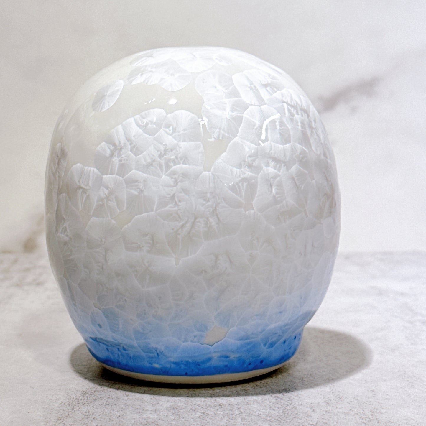 日本清水燒達摩 花結晶 青白 無地 小號