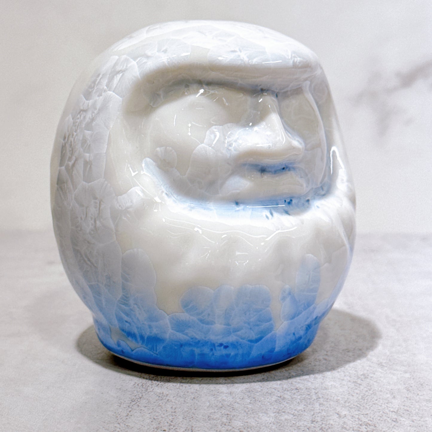 日本清水燒達摩 花結晶 青白 無地 小號