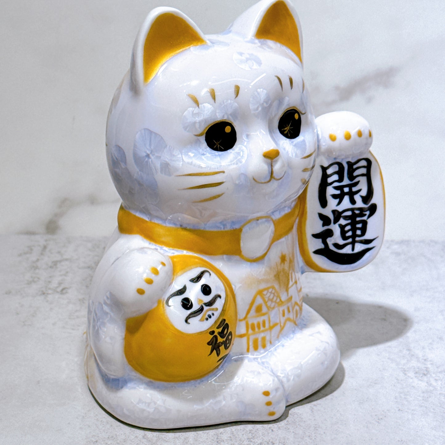 日本清水燒招財貓 達摩 花結晶 籐 開運