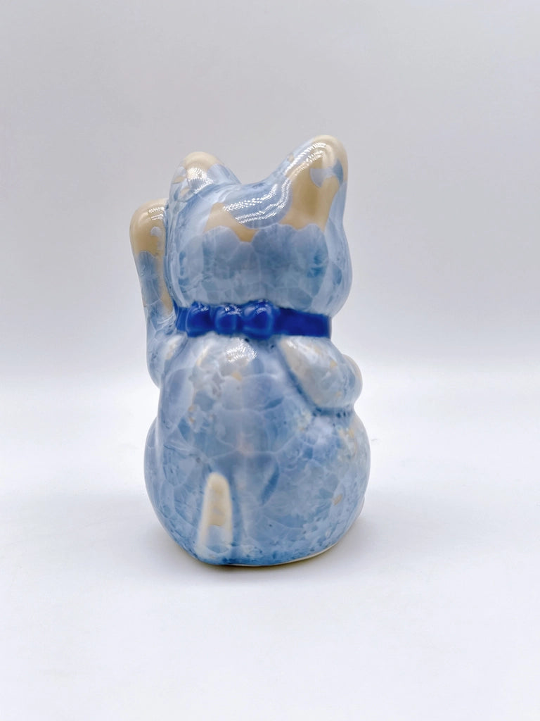 日本清水烧招财猫 花结晶 银藤 千万两 左