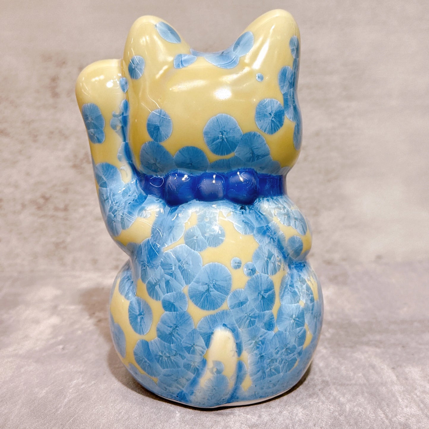 日本清水燒招財貓 花結晶 縹 千万両 左