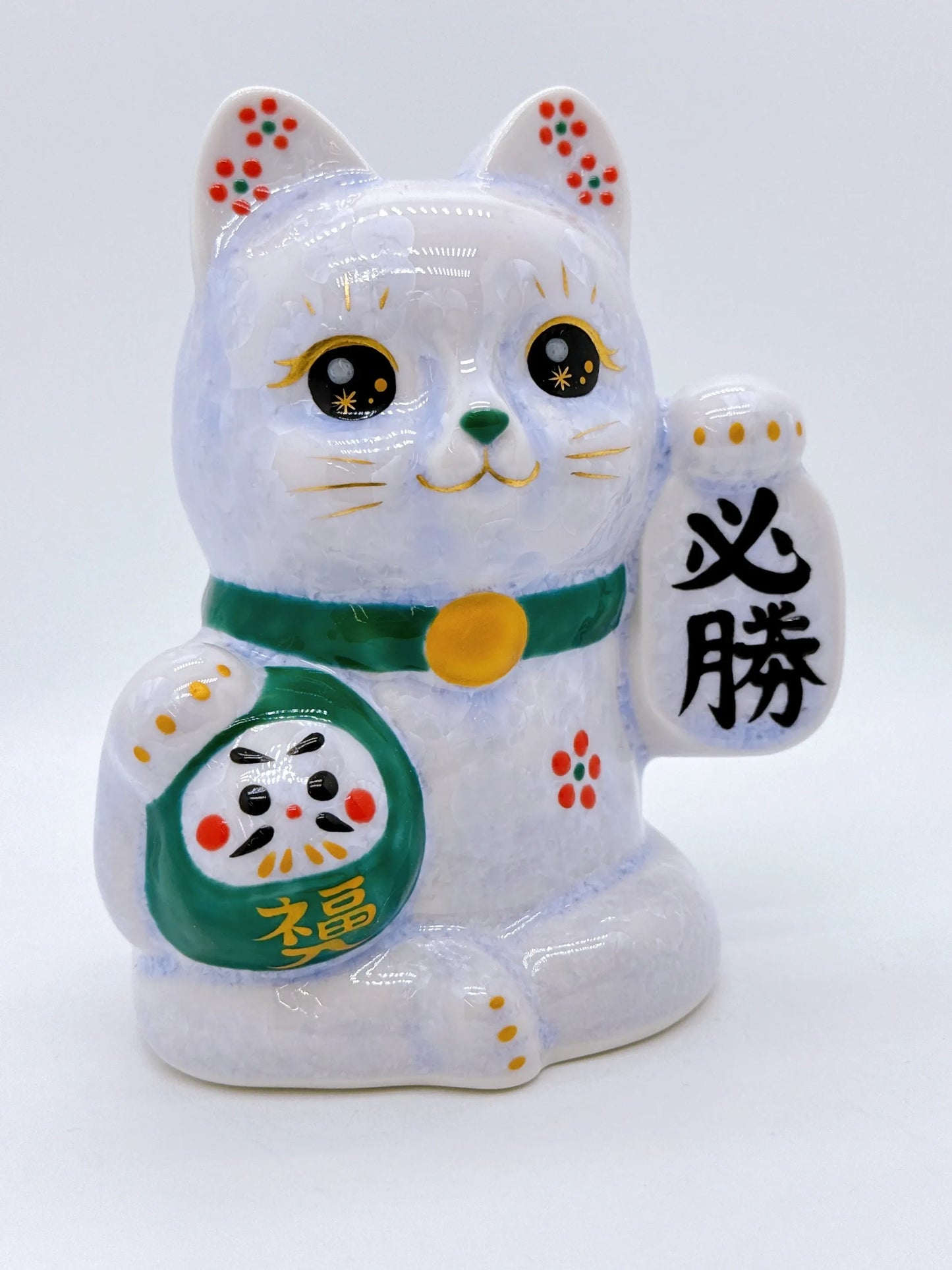 日本清水燒招財貓 達摩 花結晶 藤 必勝