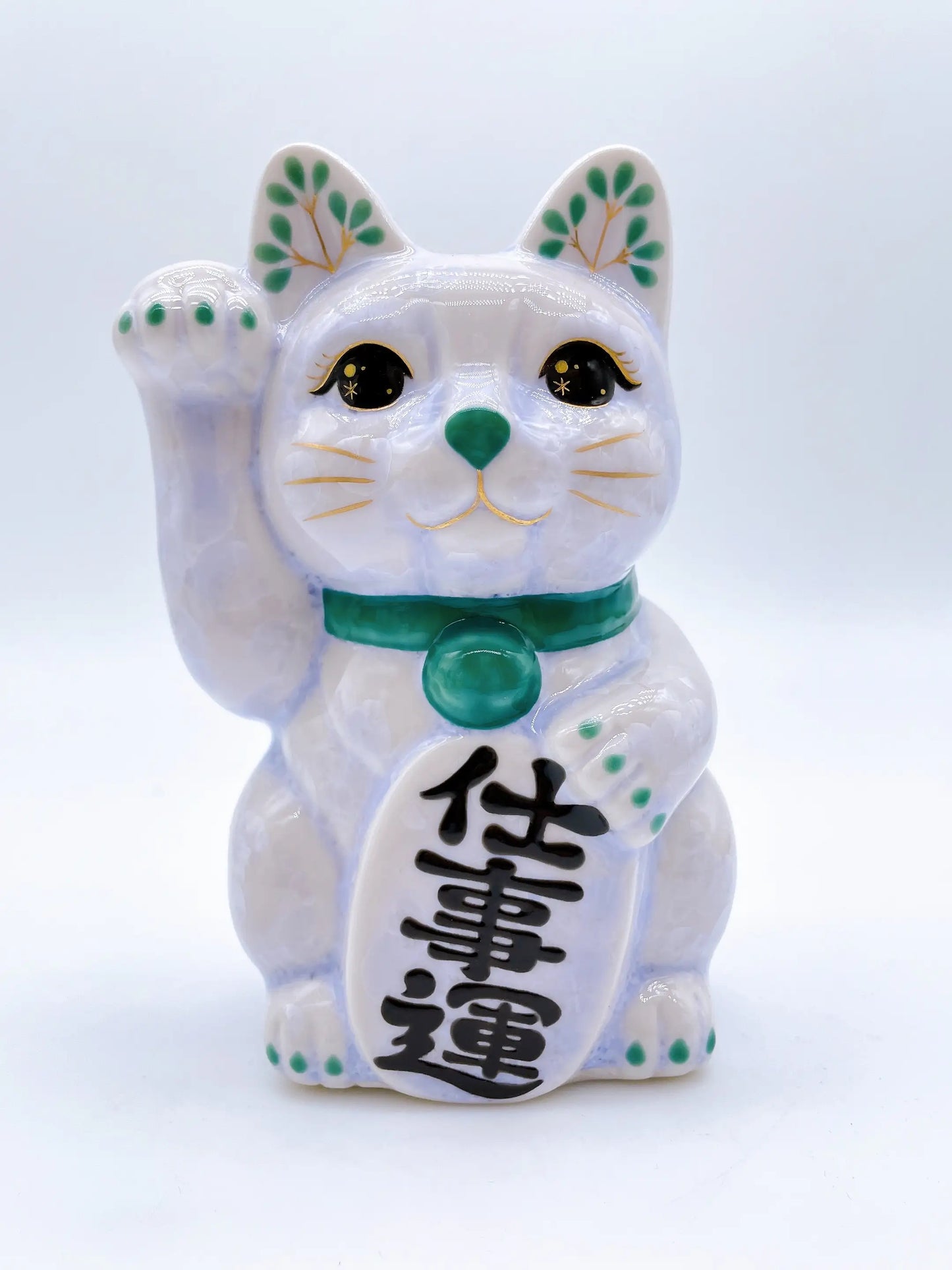 日本清水烧招财猫 花结晶 藤 工作运