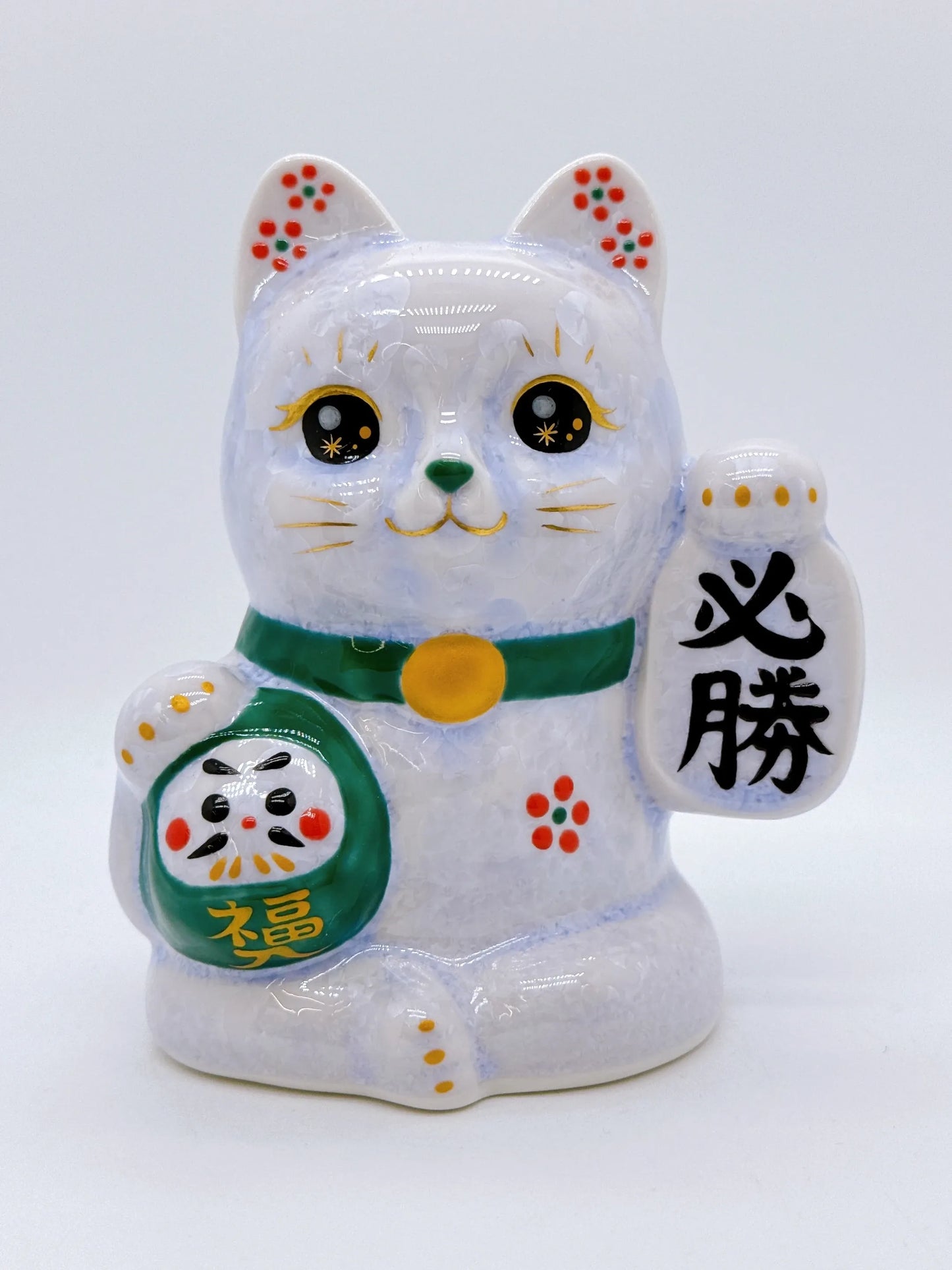 日本清水燒招財貓 達摩 花結晶 藤 必勝