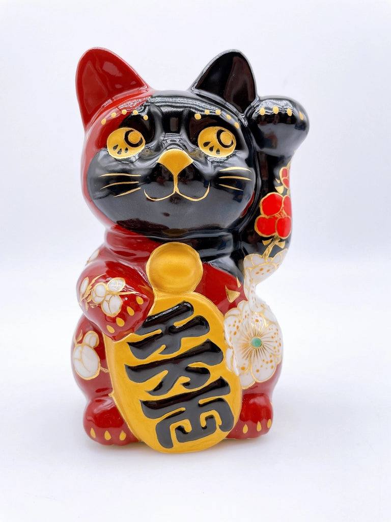 日本清水烧招财猫 黑X地梅
