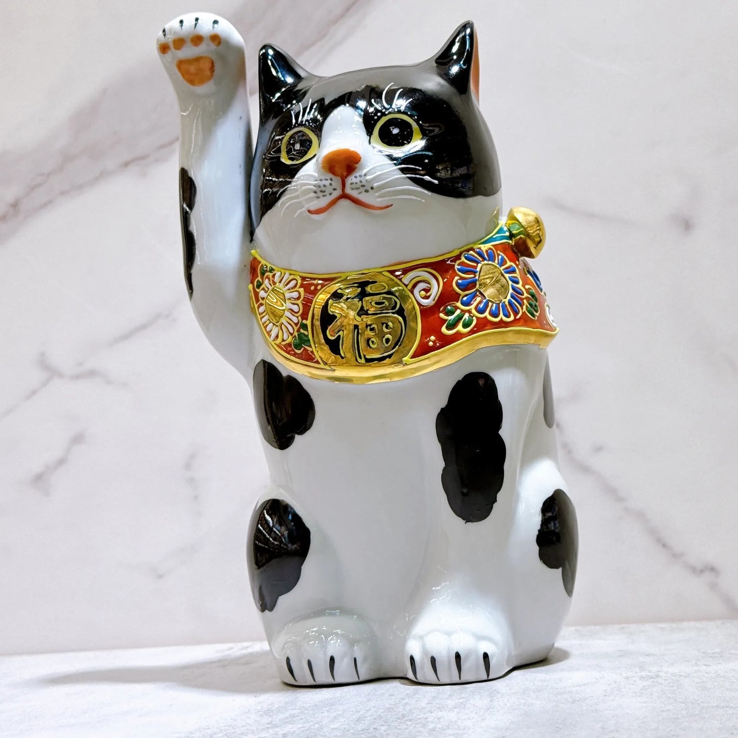 日本九谷烧招财猫 黑布7号