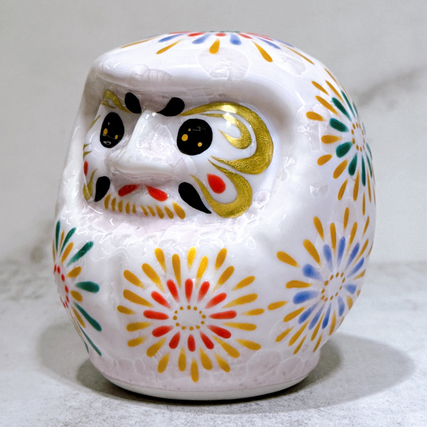 日本清水燒達摩 花結晶 桃 花火 小號
