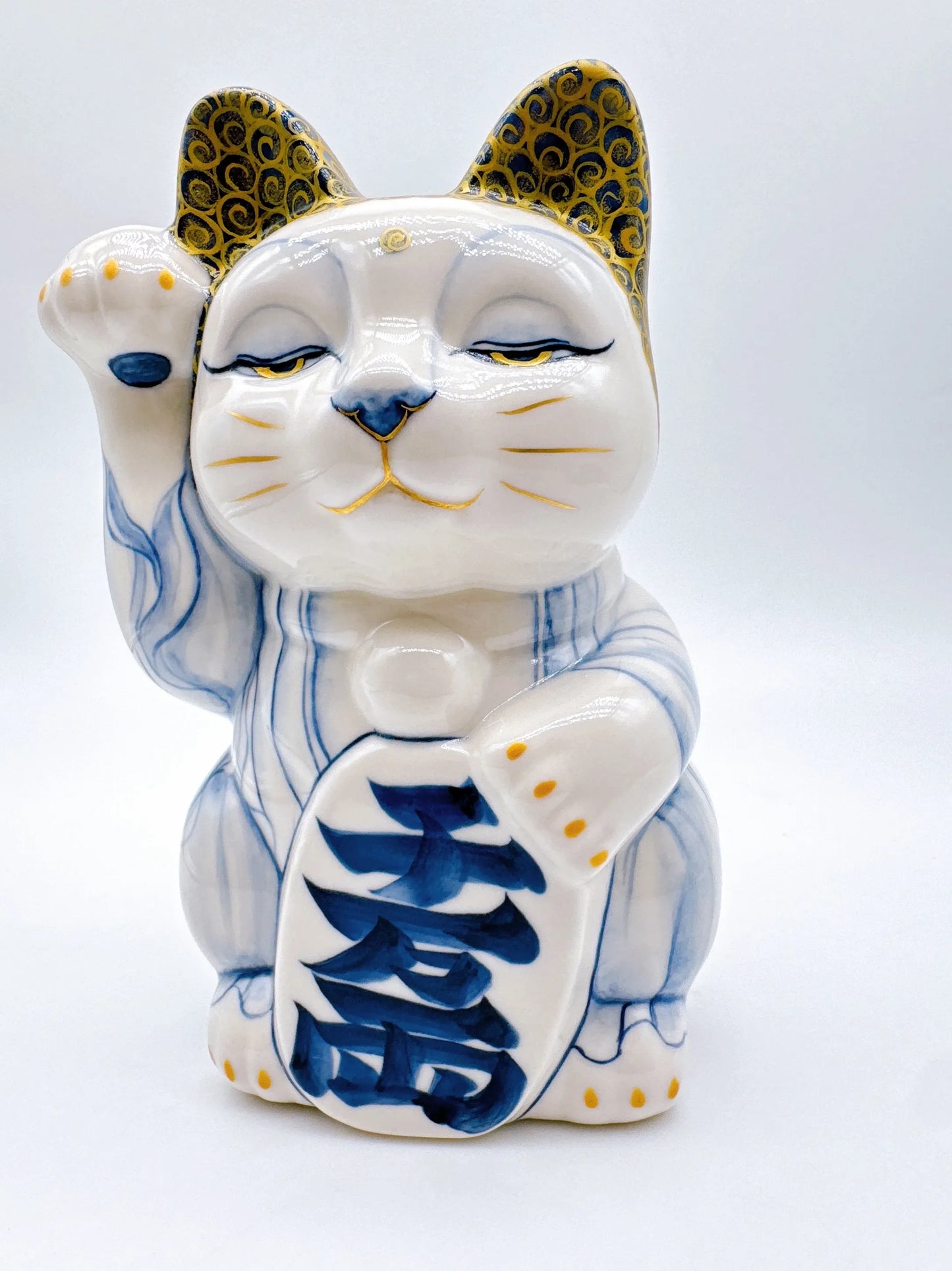 日本清水燒招財貓 染付 釋迦牟尼 特大