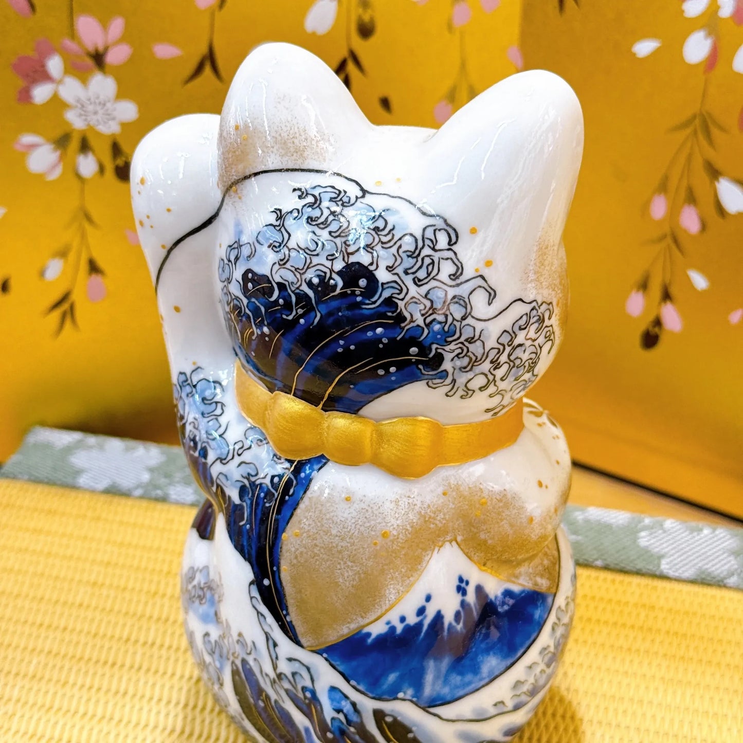 日本清水烧招财猫 神奈川冲浪里 千万两