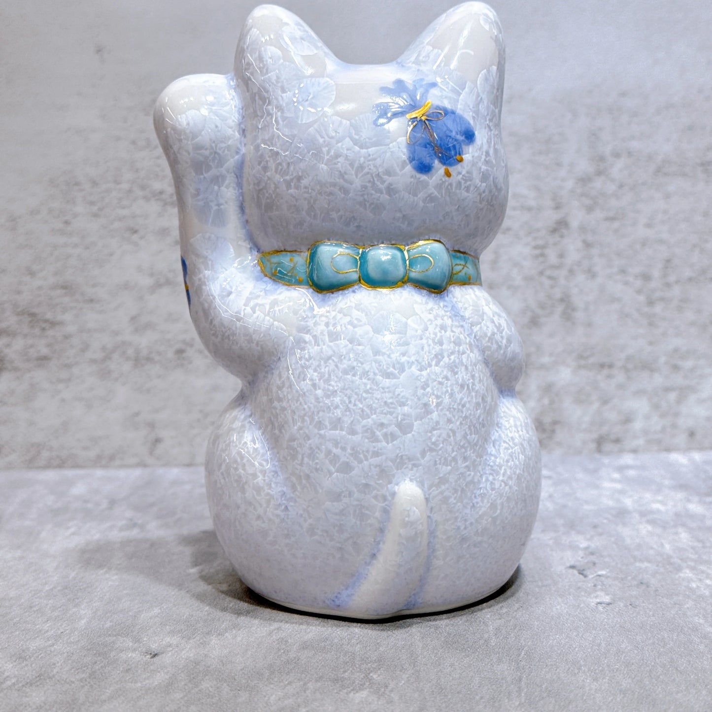 日本清水燒招財貓 花結晶 藤 体花 千万両 左