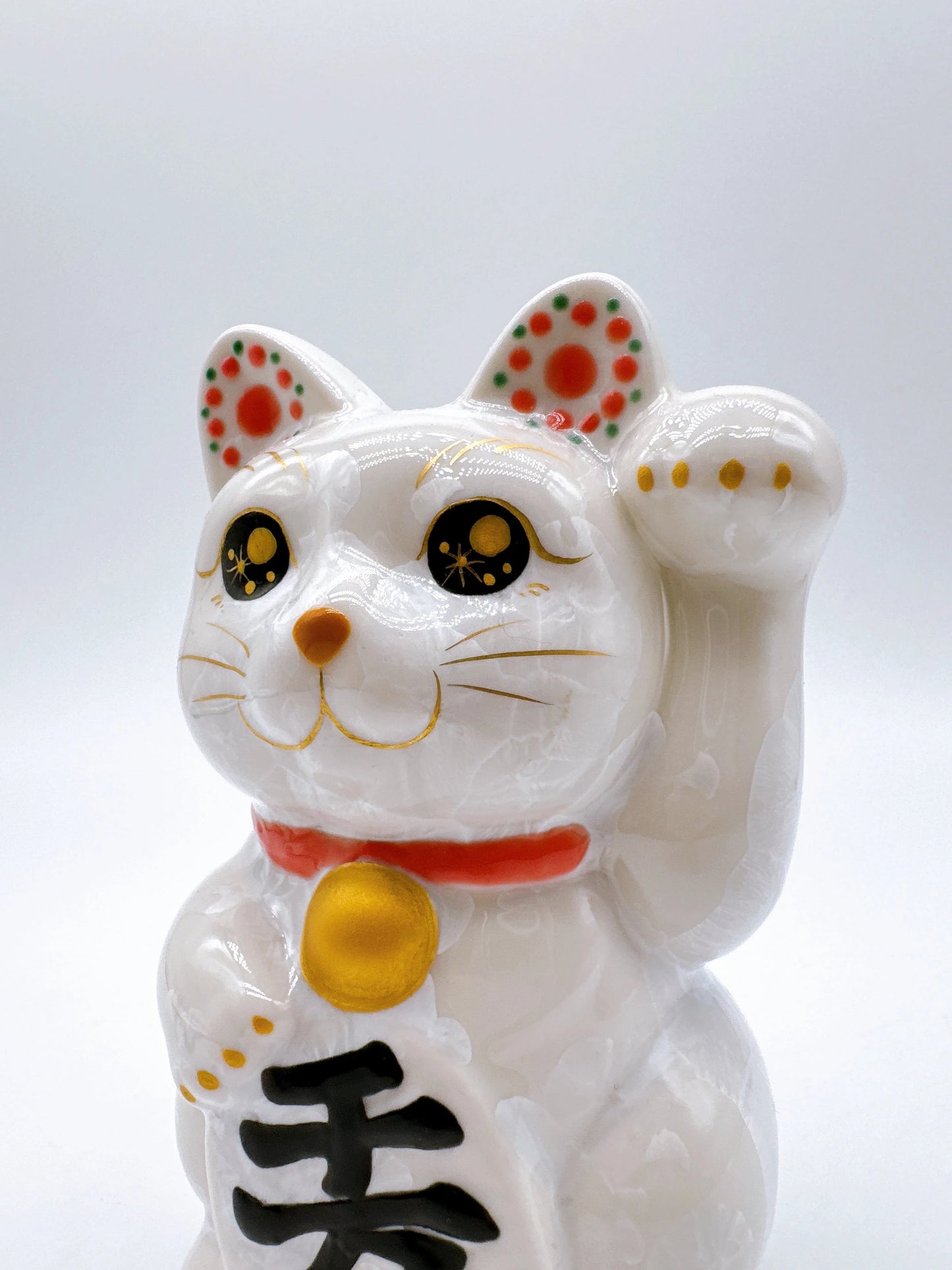 日本清水燒招財貓 花結晶 白 千万両 左