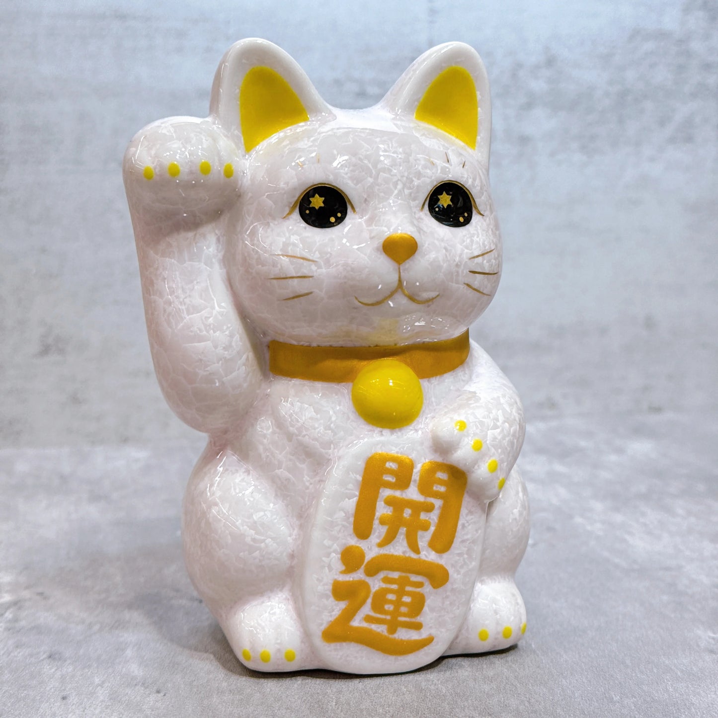 日本清水燒招財貓 花結晶 粉 開運 右