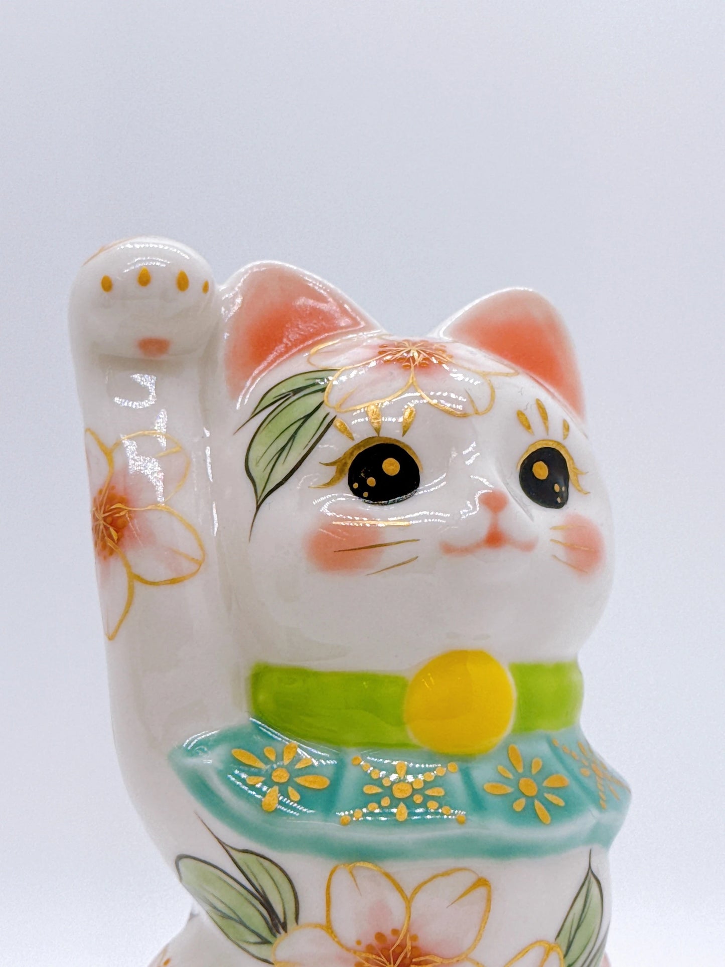 日本清水燒招財貓 色繪 福櫻