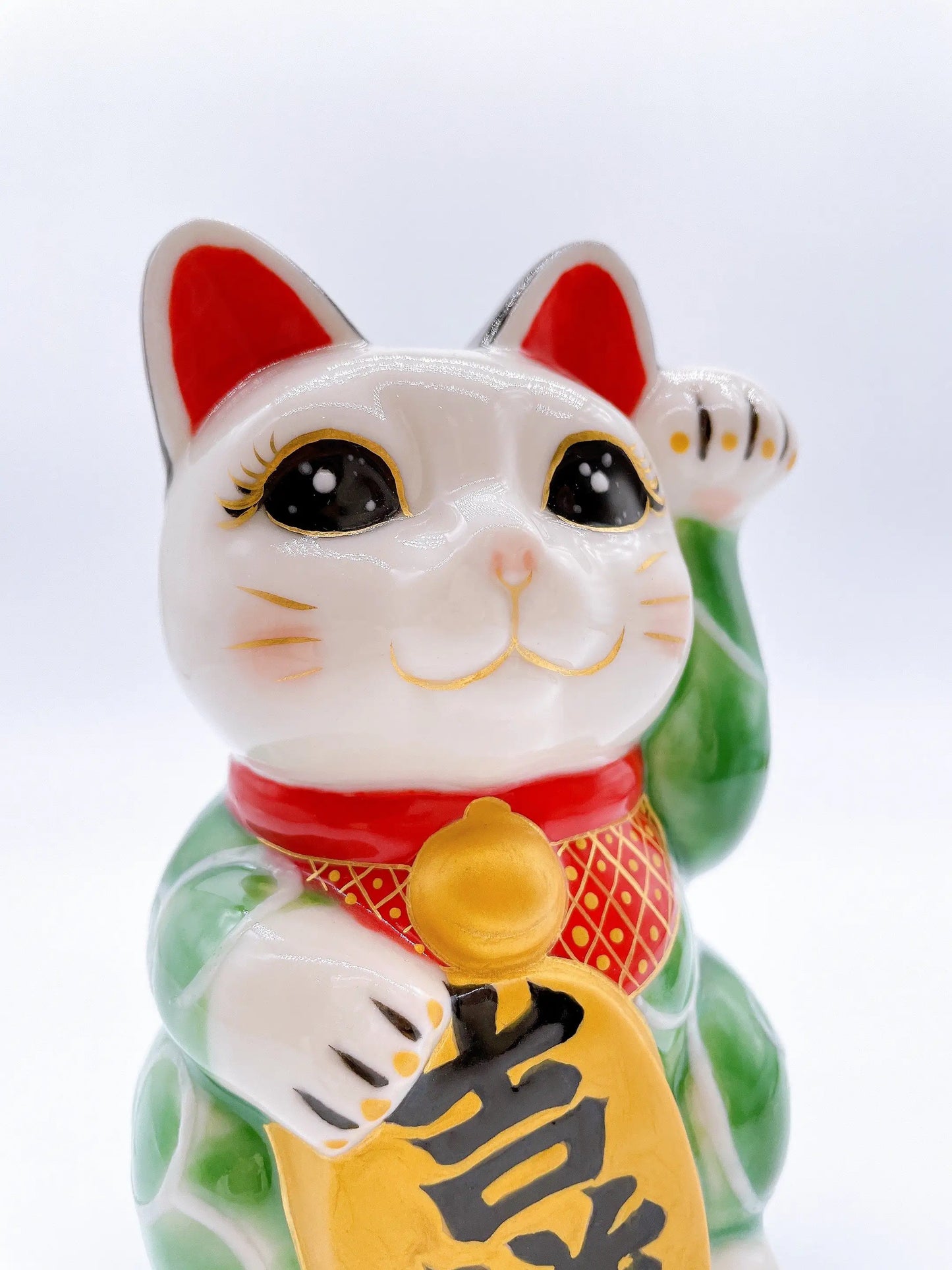 日本清水烧招财猫 唐草 吉祥