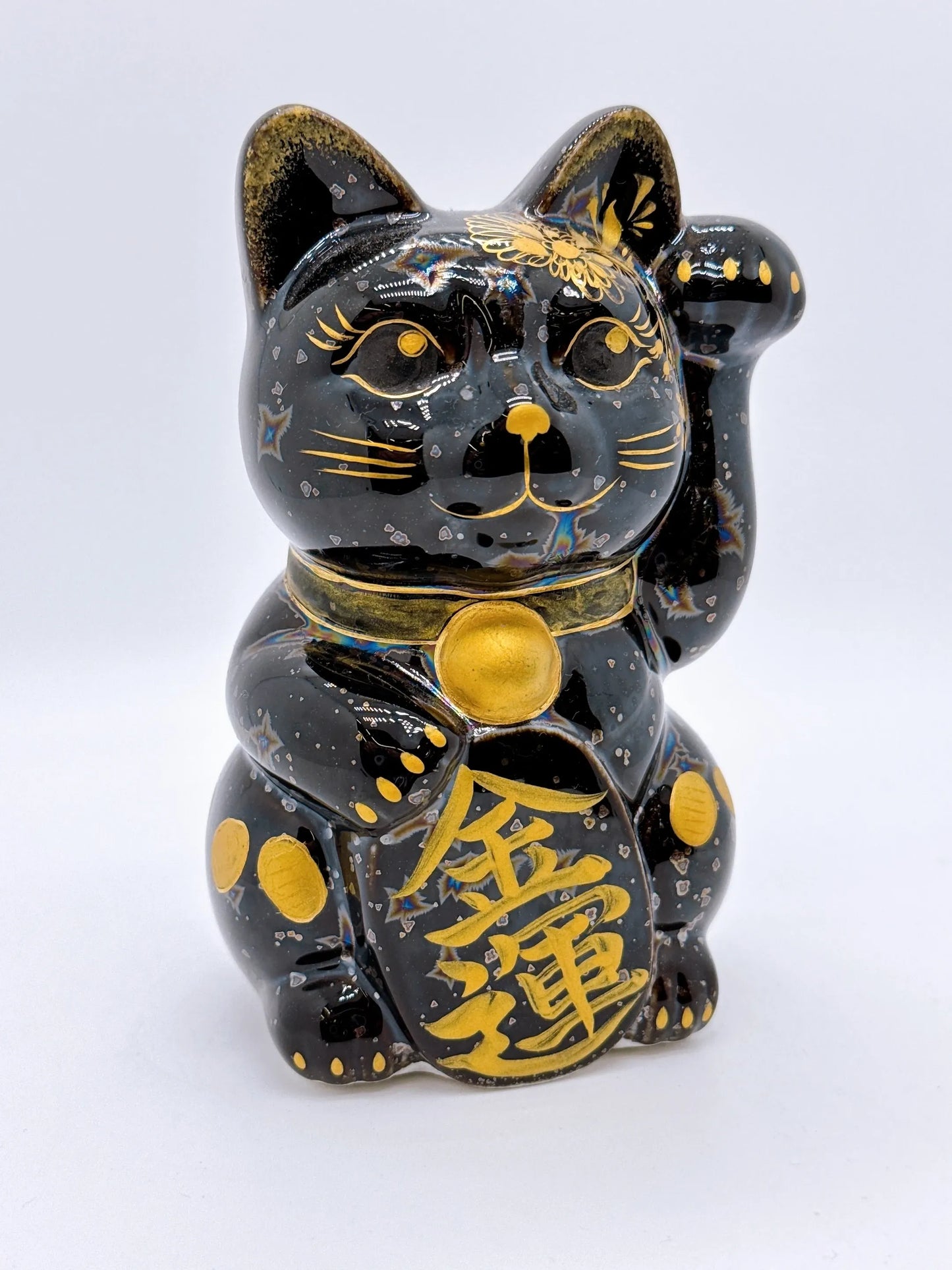 日本清水燒招財貓 星結晶 金運小判