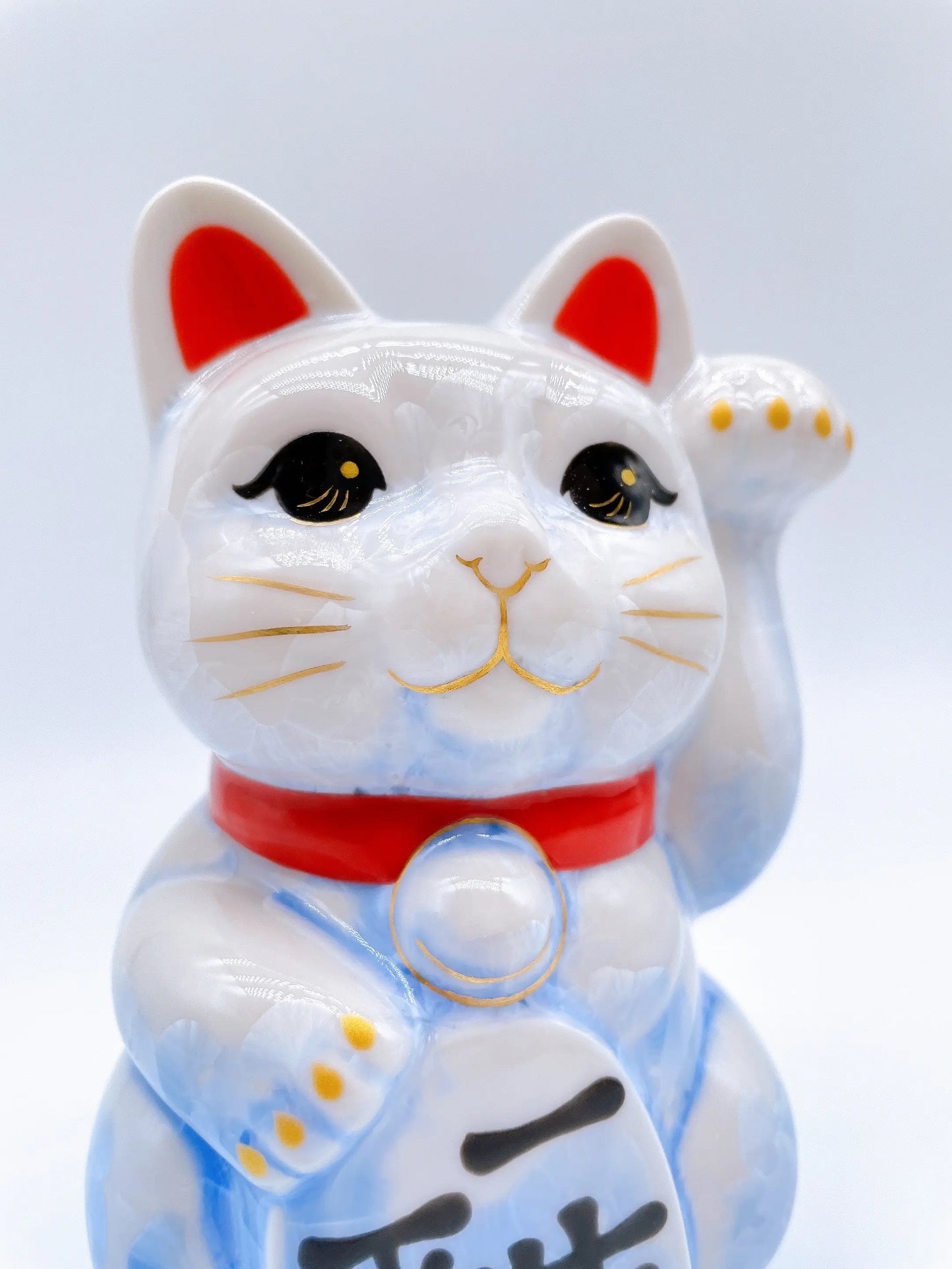 日本清水烧招财猫花结晶篮白一生平安
