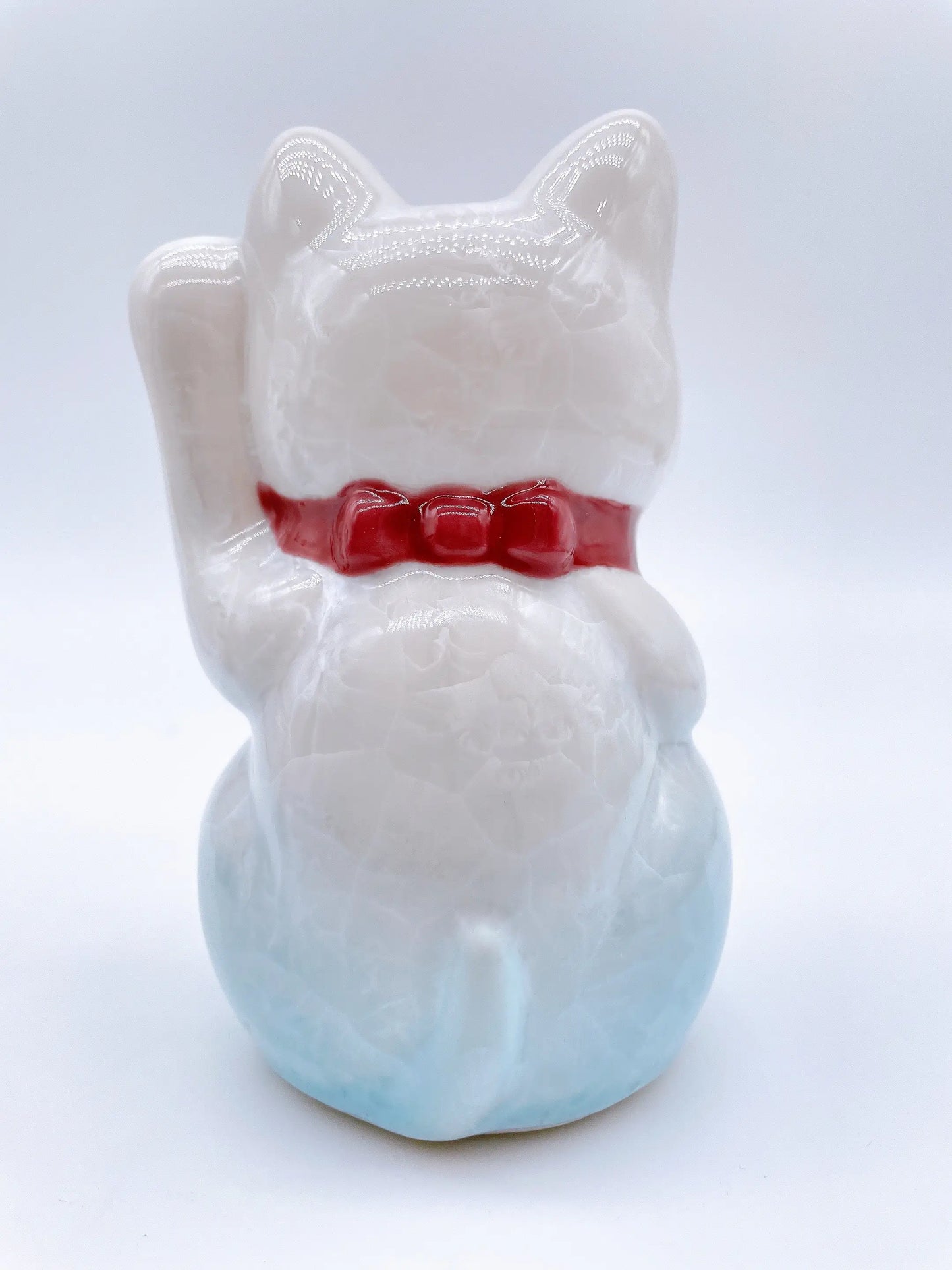 日本清水烧招财猫 花结晶 水色 招财